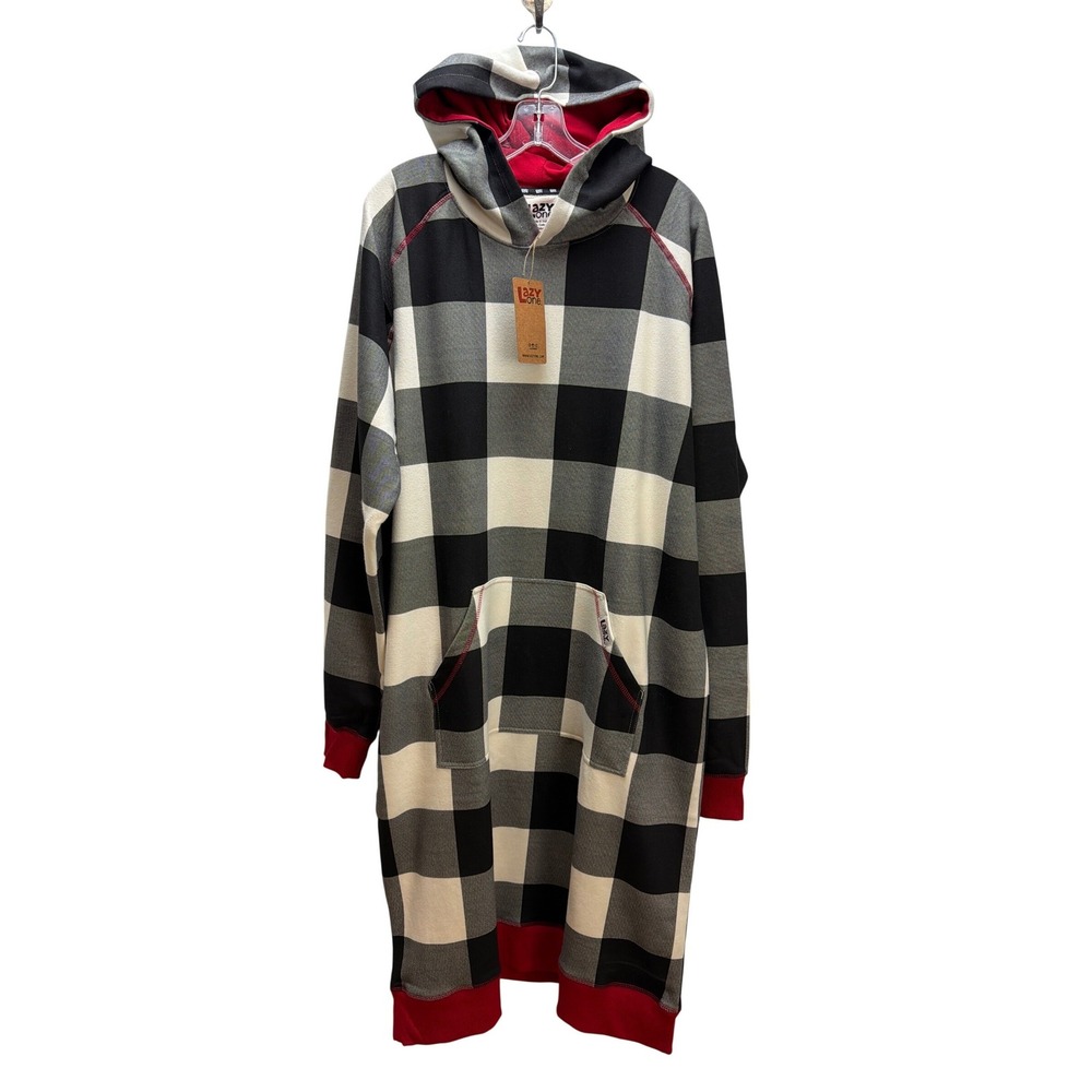 Lazy One Mountain Plaid Sleep Hoodie L/XL Pockets Lounge Warm Comfy‎ Soft